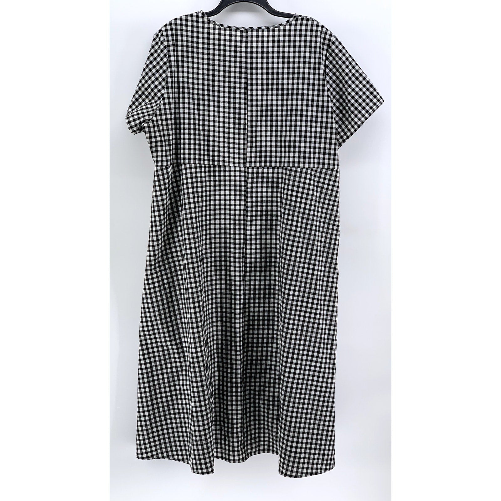 EMERY ROSE Women's Black-White Micro Plaid Short Sleeve Dress SZ 3XL