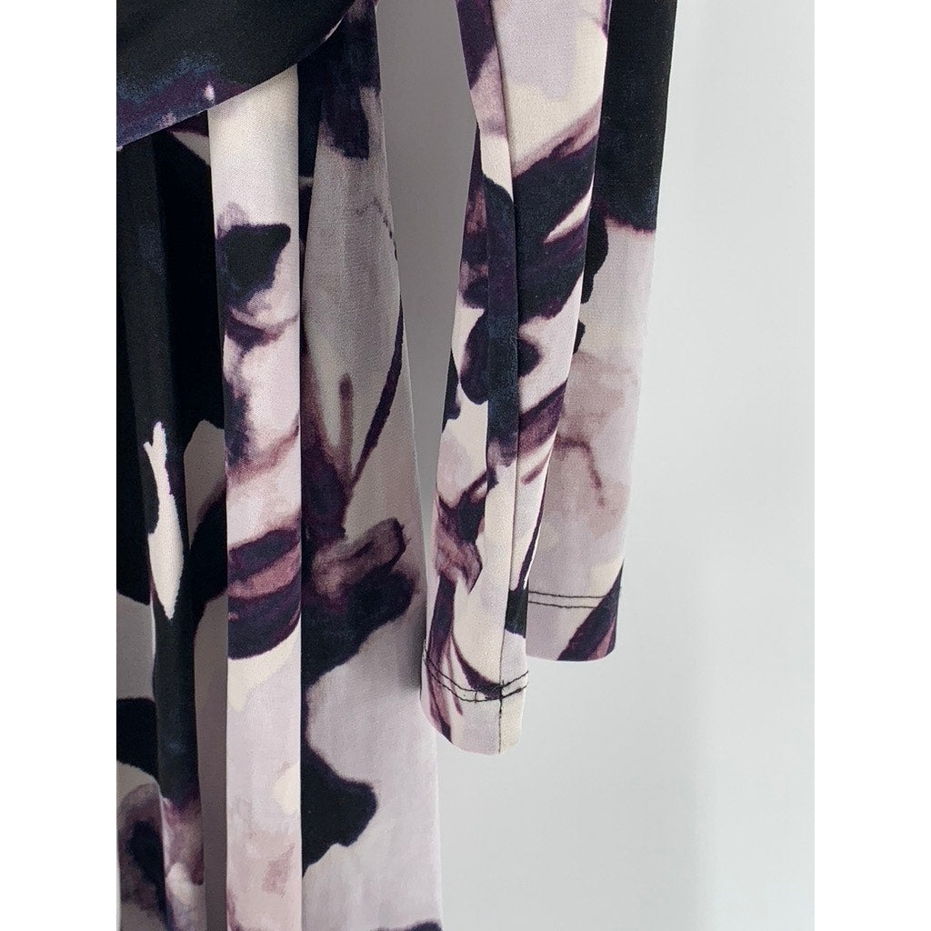 SIMPLY VERA WANG VERA WANG Women's White-Black Printed Faux-Wrap Dress SZ XL