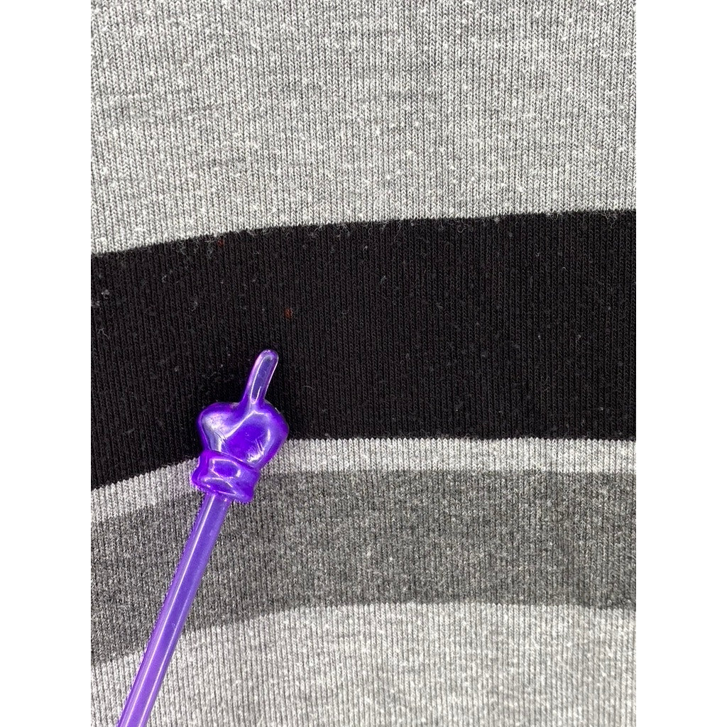 LIZ CLAIBORNE Women's Gray-Black Striped Boat-Neck Top SZ XL