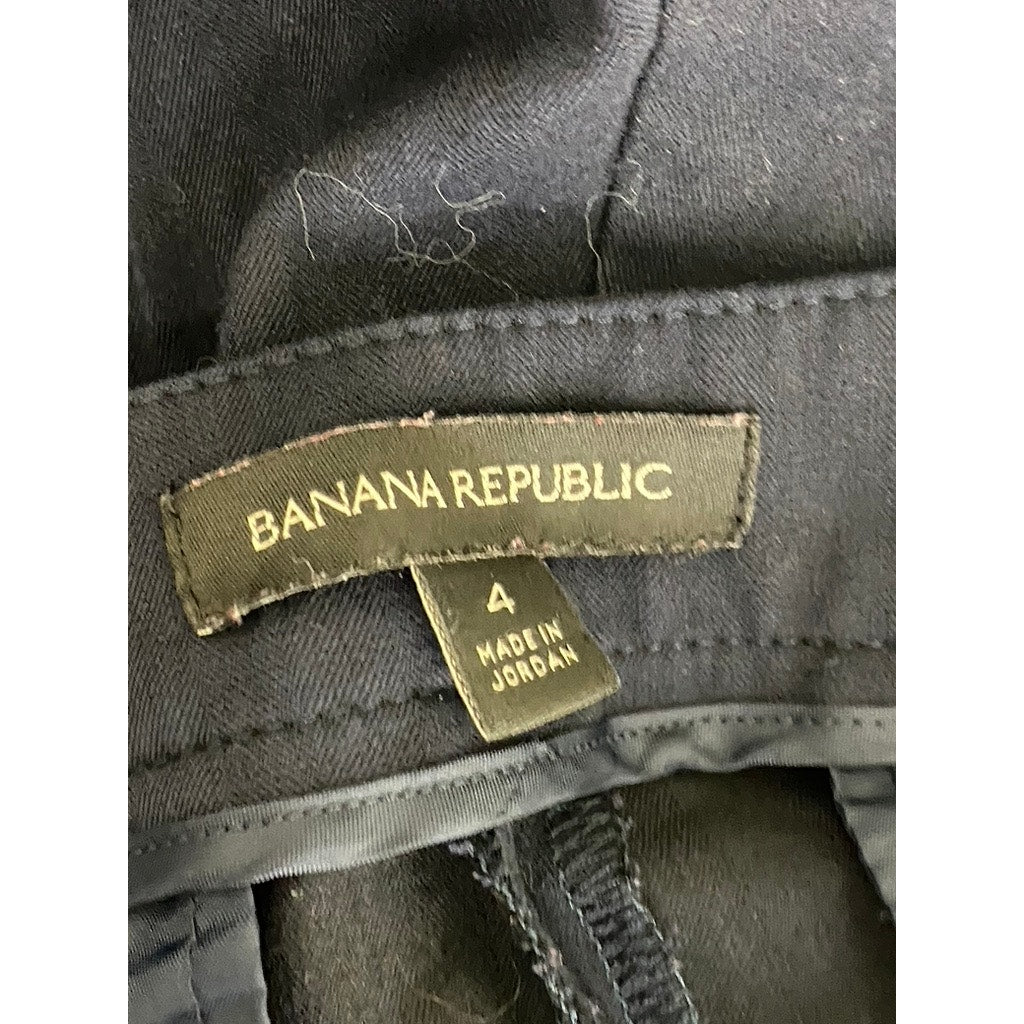 BANANA REPUBLIC Women's Navy Avery Button-Front Straight-Leg Ankle Pant SZ