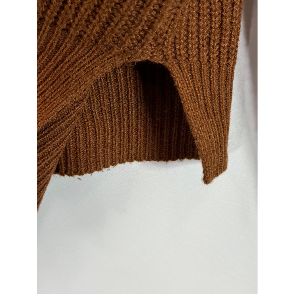 UK 2 LA Women's Brown Ribbed Knit Turtleneck Pullover Sweater SZ M