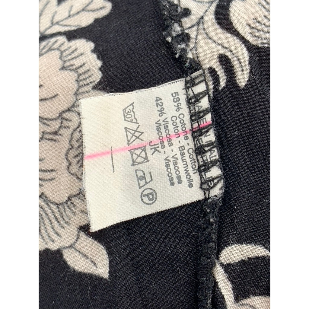 BRANDY MELVILLE Women’s Black-Beige Peony Print Scoop-Neck Slip Mini Dress SZ OS