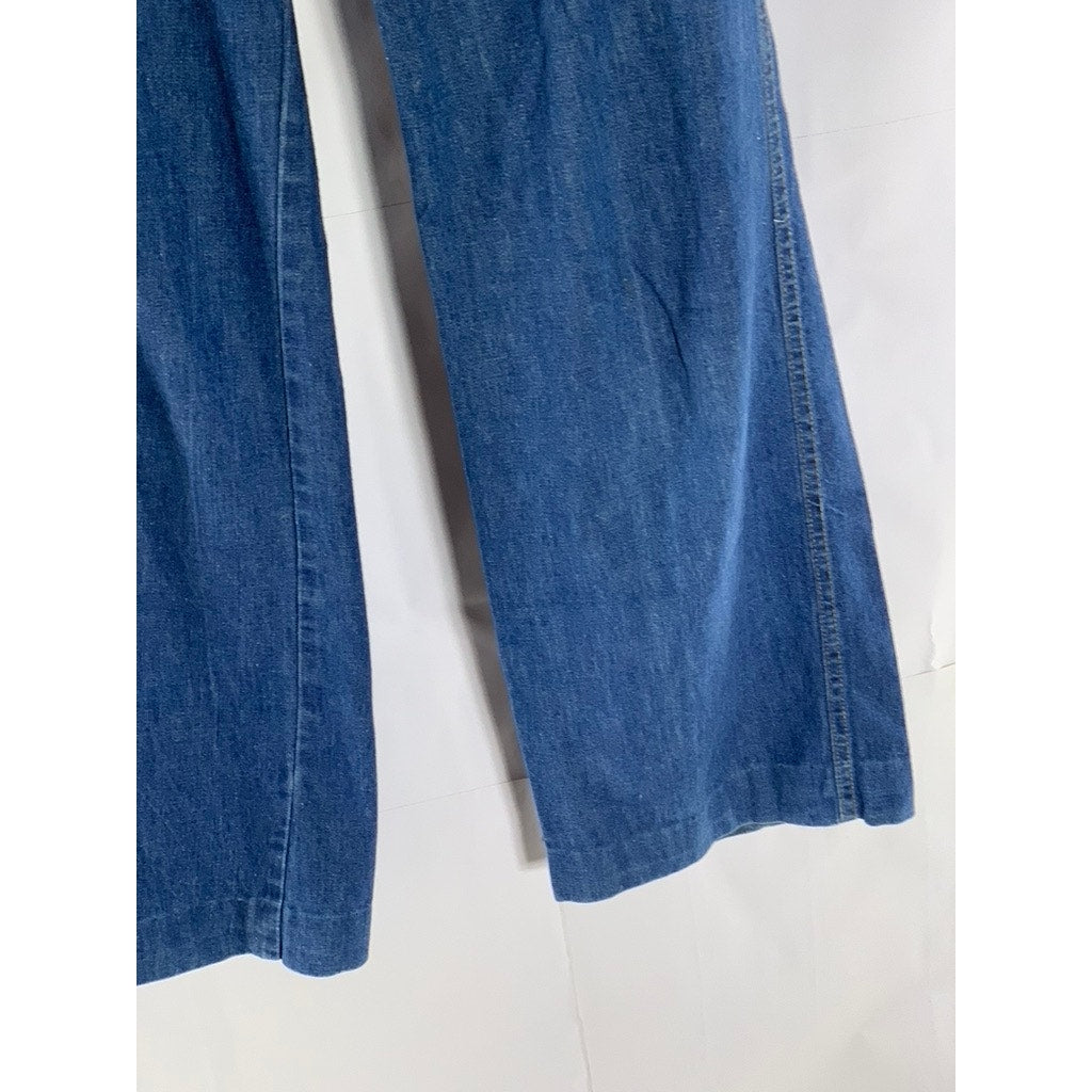 UNBRANDED Women's Blue Wide-Leg Straight Denim Jeans SZ 14