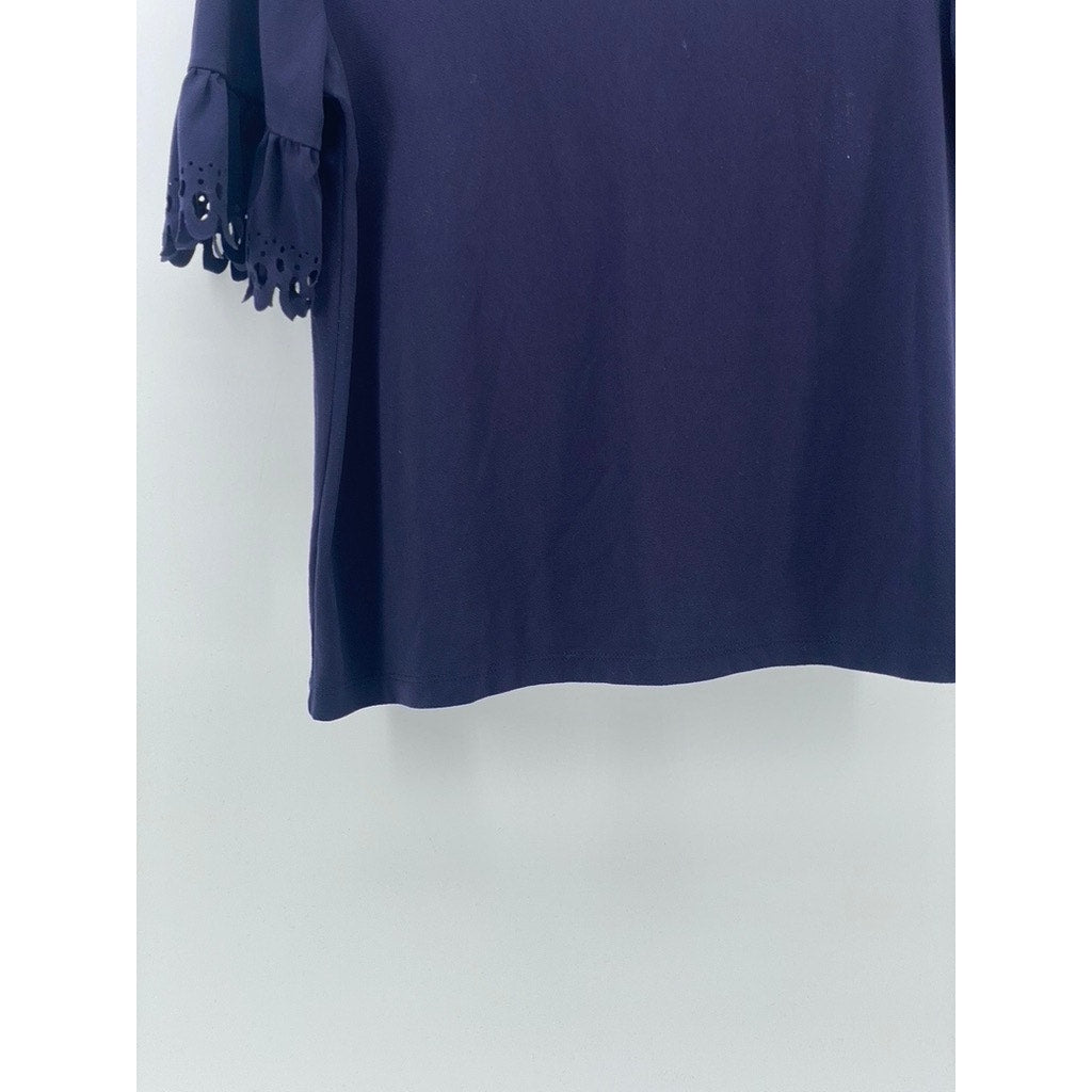 BANANA REPUBLIC Women's Dark Navy Crewneck Short Lazer-Cut Sleeve Top SZ XS