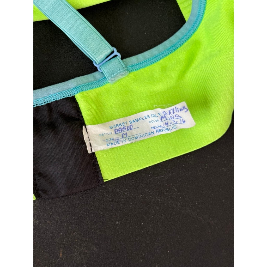CHAMPION Women's Neon Green Racerback Scoop-Neck Adjustable Strap Sport Bra SZ M
