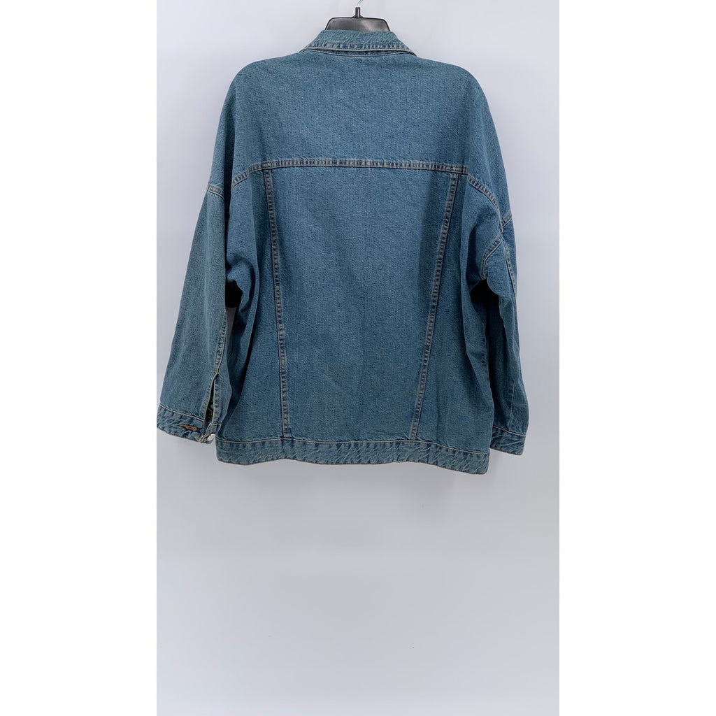 ZARA Authentic Denim By TRF Women's Blue Button-Up Oversized Jean Jacket SZ M