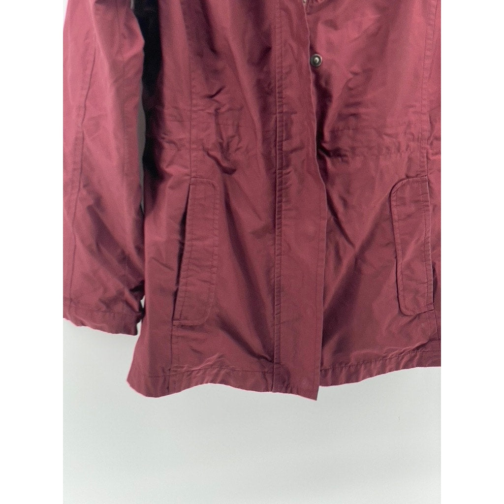 L.L. BEAN Women's Burgundy Regular-Fit Snap-Button Zip-Up Hooded Coat SZ XS