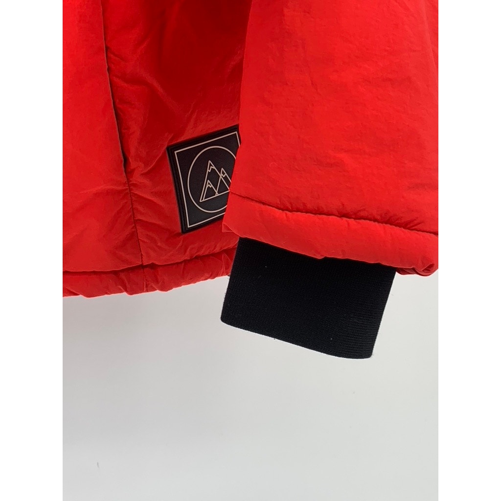 ZARA Women’s Red-Black Colorblock Zip-Up Stand Collar Puffer Jacket SZ M