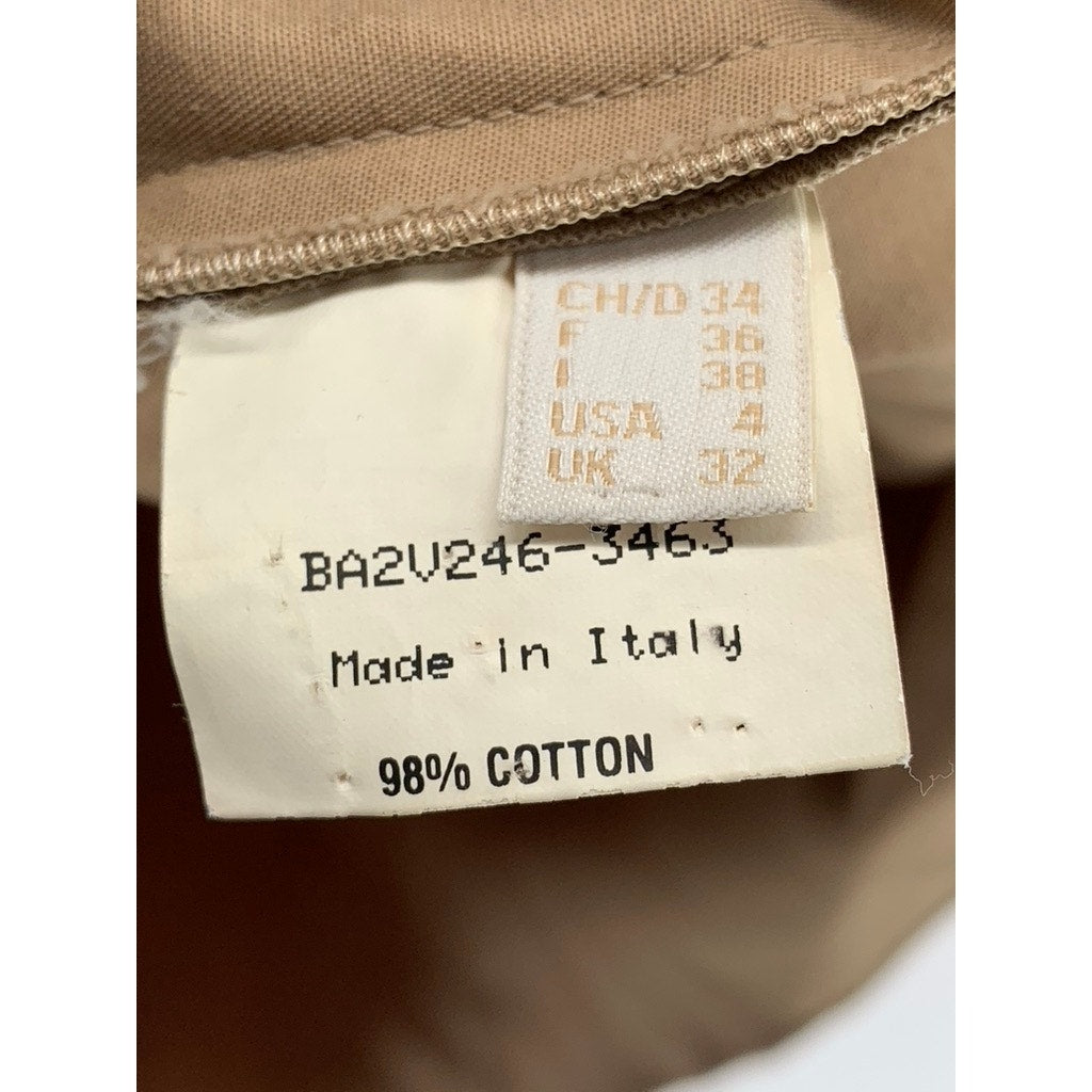 BALLY Women's Tan Pleated Short Sleeve Dress SZ US4