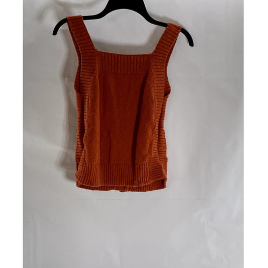 MADEWELL Women's Orange Rowe Button-Front Knit Sweater Tank Top SZ M