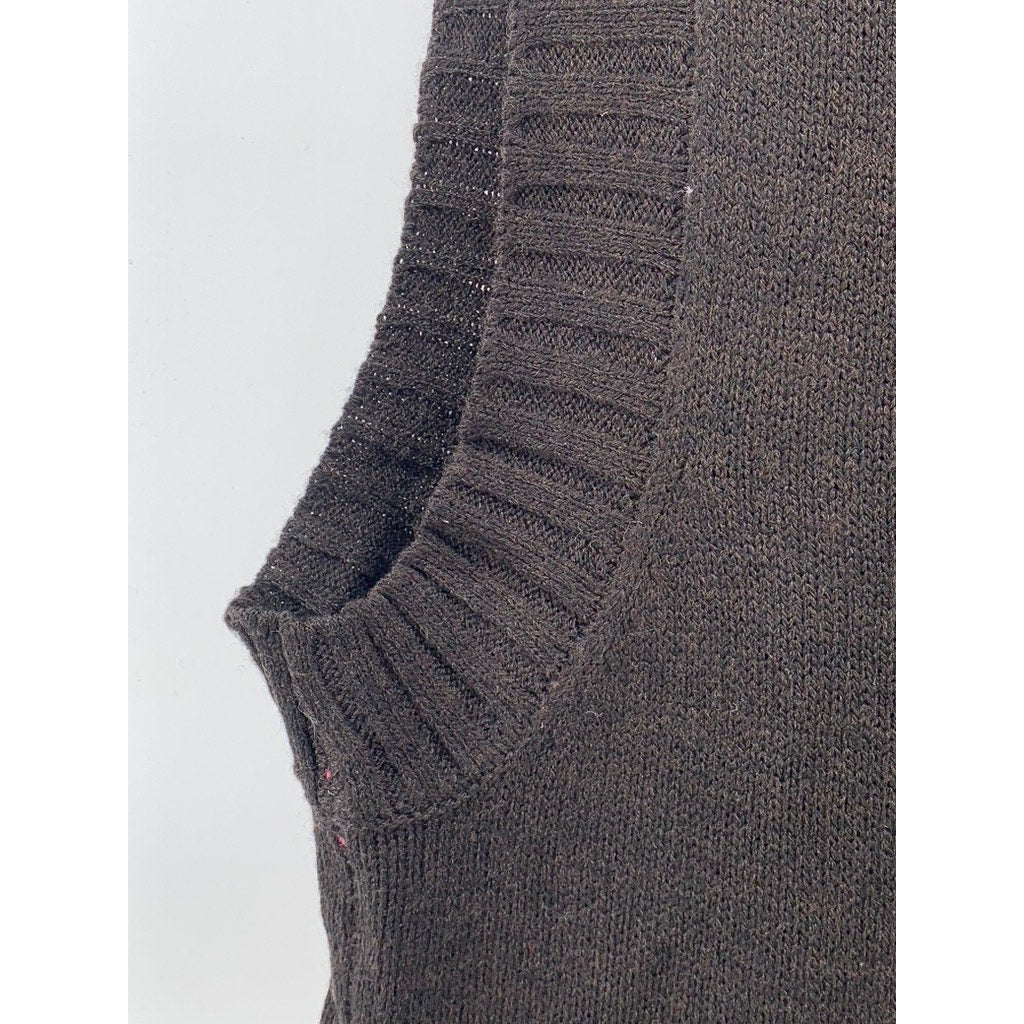 SYBILLA Women's Black V-Neck Cable-Knit Sleeveless Sweater Vest SZ M