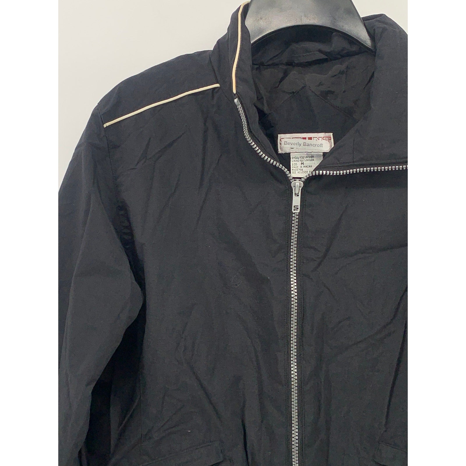 STUNT SPORTS Women's Vintage Black Zip-Up Stand Collar Windbreaker Jacket SZ M