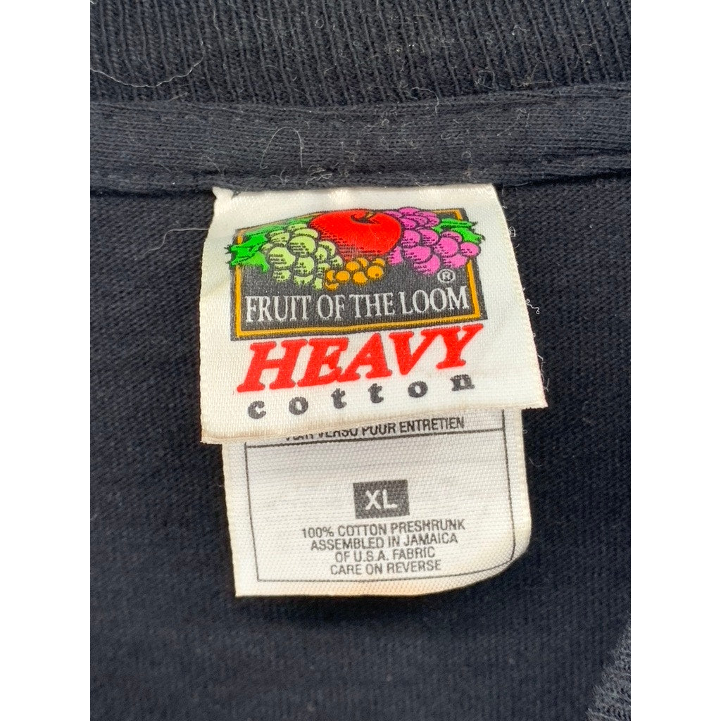 FRUIT OF THE LOOM Men's Vintage Black-Red Chicago Band Anniversary T-Shirt SZ XL