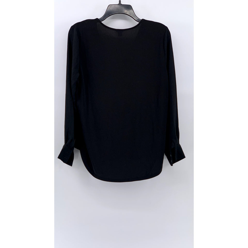 ANN TAYLOR Women's Black Petite V-Neck Long Sleeve Top SZ SP