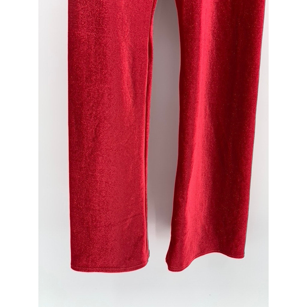 URSULA & BENJAMIN Women's Red Shimmer Pull-Up High Rise Straight Leg Pant SZ S