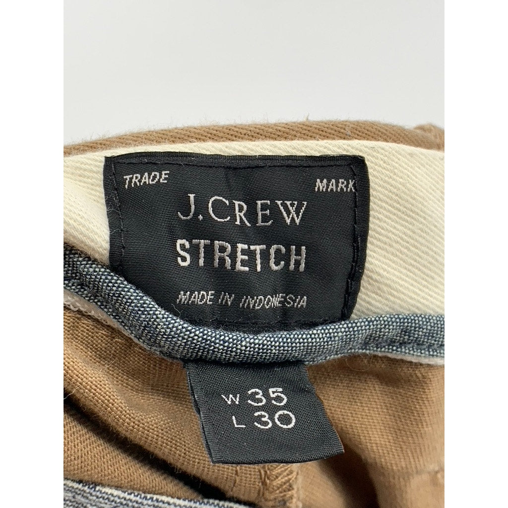J.CREW Men's Tan 1450 Relaxed-Fit Straight Leg Stretch Chino Pant SZ 35Z30