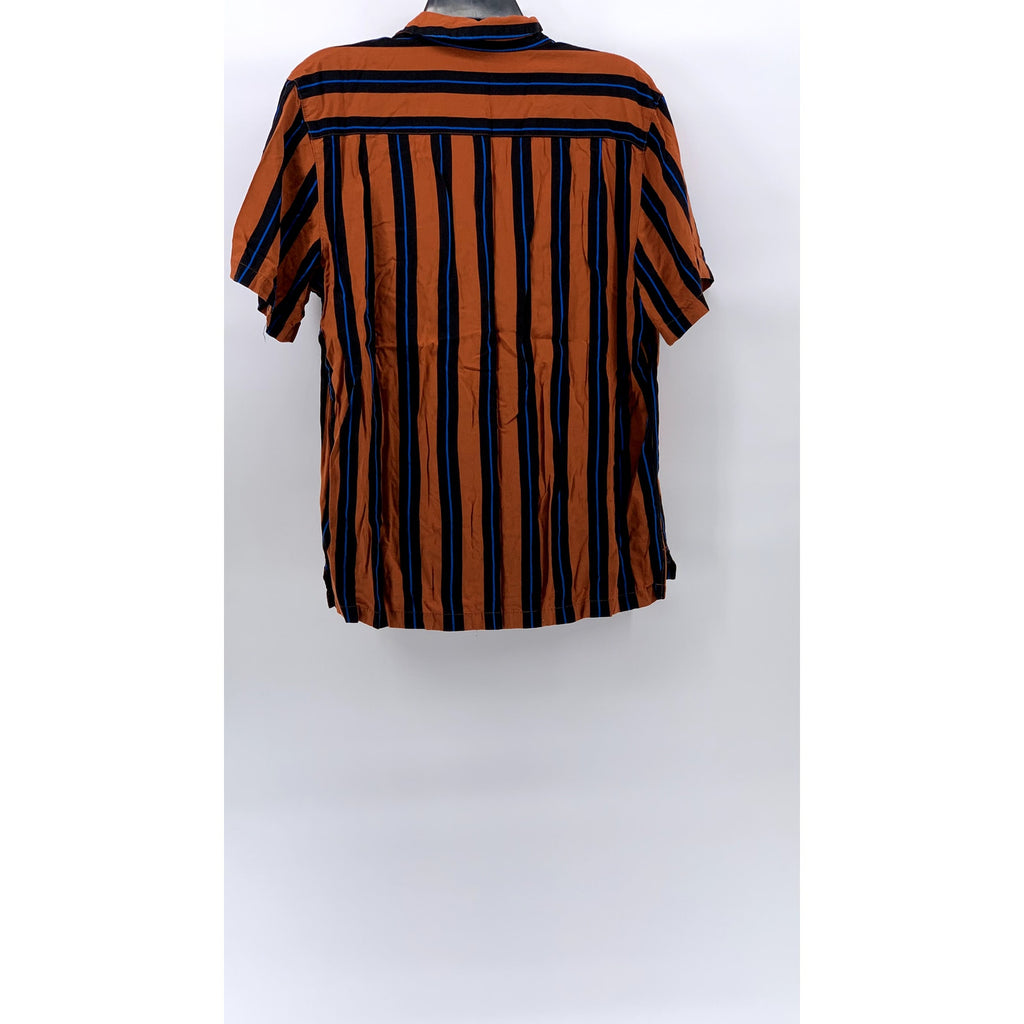 URBAN OUTFITTER Orange-Blue Vertical Stripe Button-Up Shirt SZ M