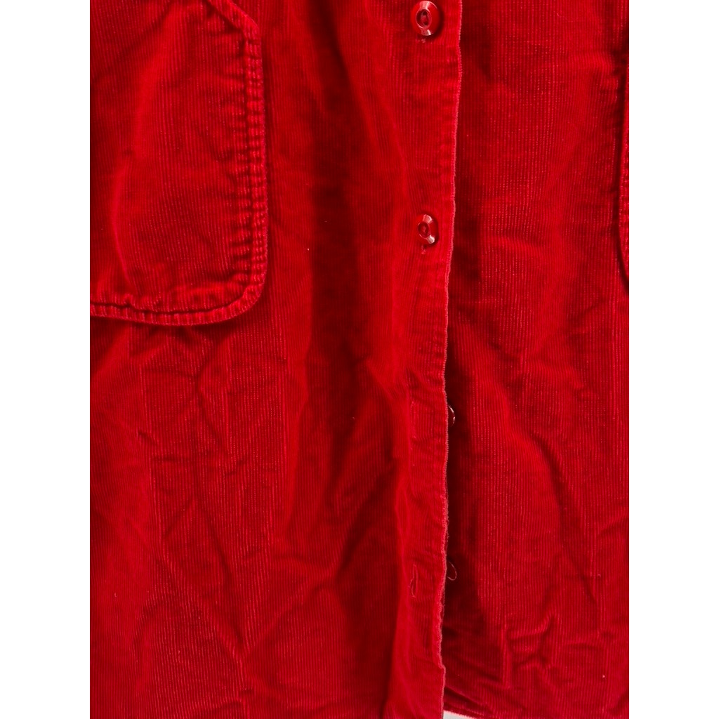 UNBRANDED Women's Red Corduroy Button-Up Adjustable A-line Overall Dress SZ S