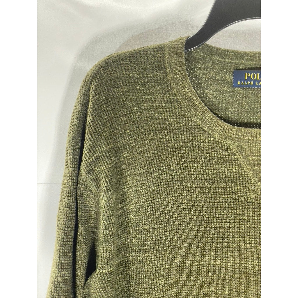 POLO RALPH LAUREN Men's Olive Green Crewneck Thermal Long Sleeve Sweater SZ XL