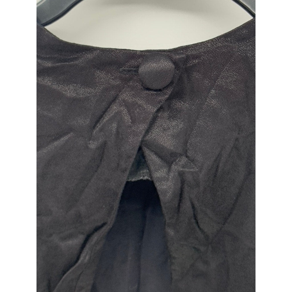 UNBRANDED Women's Black-Navy Crewneck Short Sleeve Back Cutout Jumpsuit SZ M
