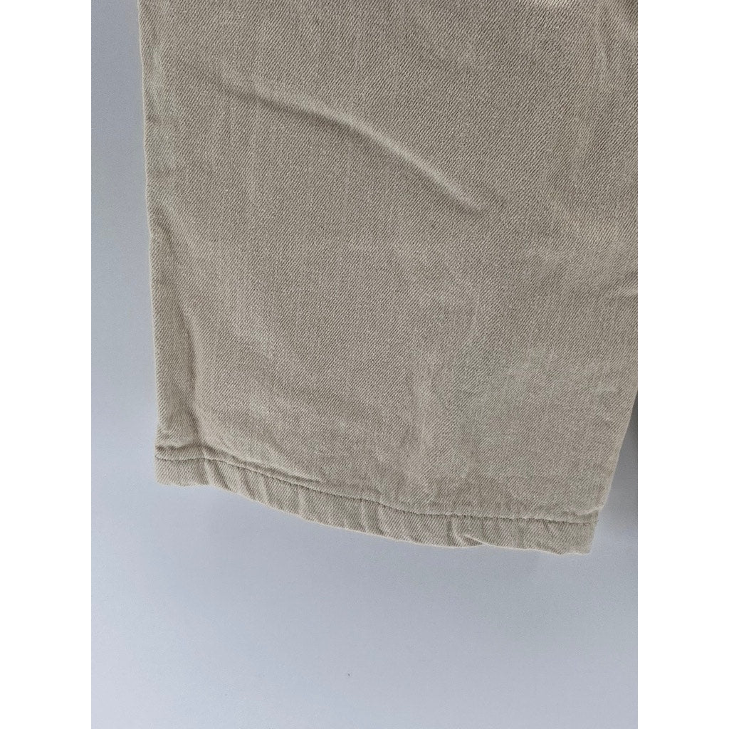 AMYWINEHOUSE Women's Beige Denim Relaxed-Fit Baggy Carpenter Pants SZ L