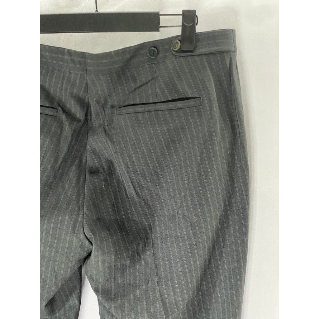 TED BAKER Men’s Long Gray Pinstripe Flat Front Straight-Leg Dress Pant SZ 34L