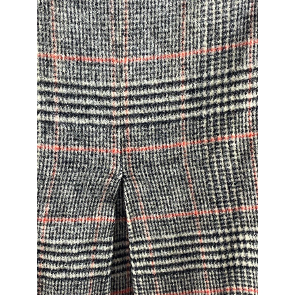 JOSEPH Women's Black-Red Plaid Virgin-Wool Blend Knee Length Skirt SZ 38(US6)