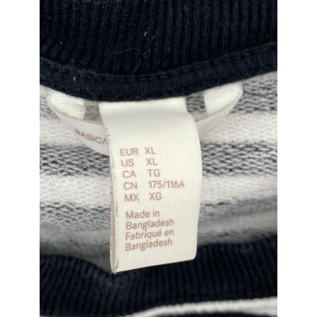 H&M BASIC Women’s Black-White Striped Crewneck Long Sleeve Sweatshirt SZ XL