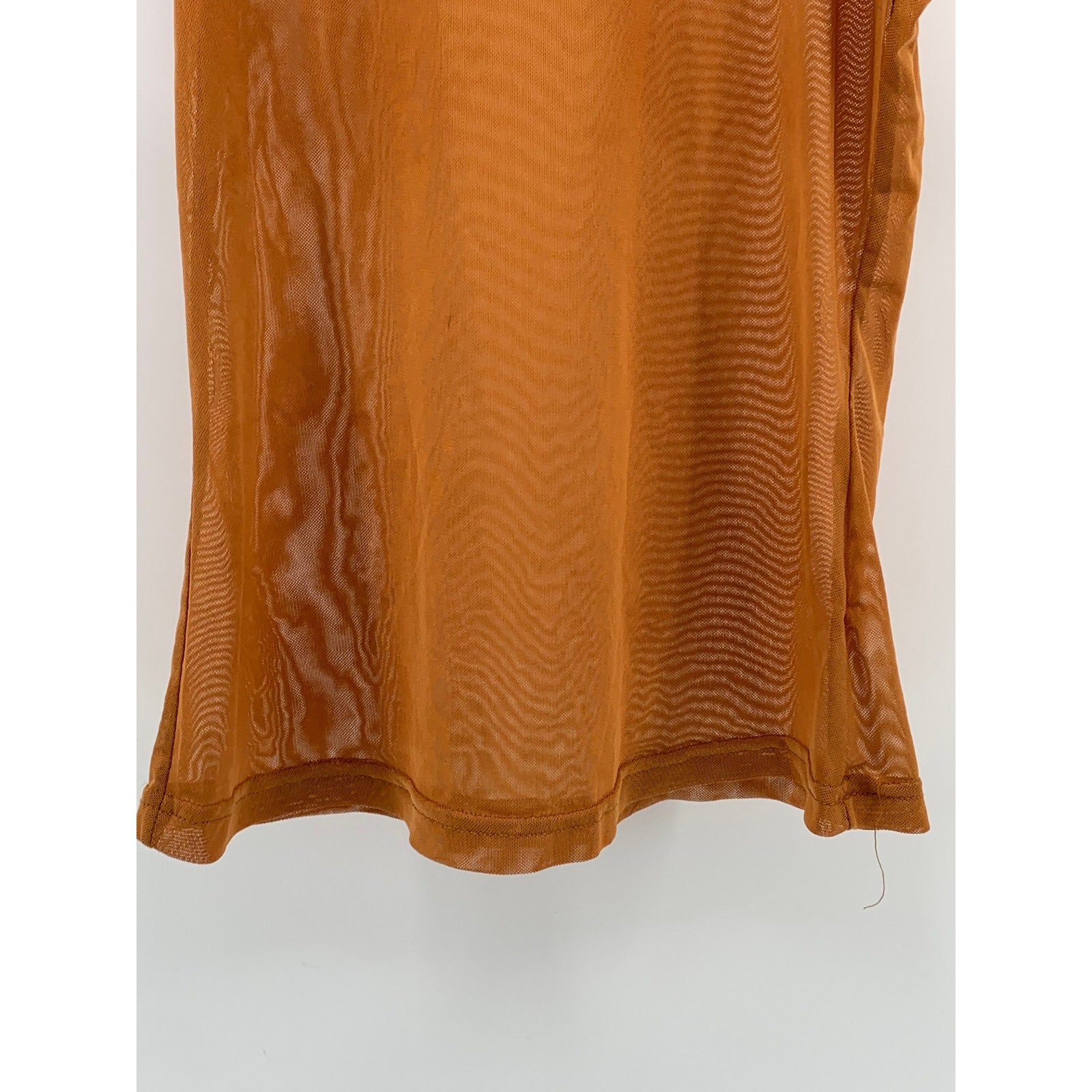 MESHKI Women's Orange Mesh Crewneck Sleeveless Dollie Tank Top SZ M