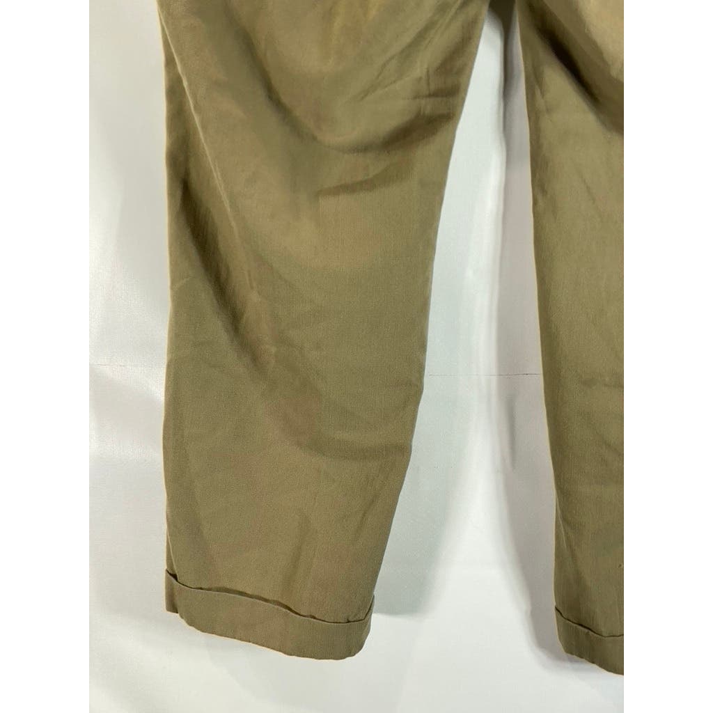 JOSEPH & FEISS Men's Tan Cuffed Flat Front Wool Dress Pants SZ 36