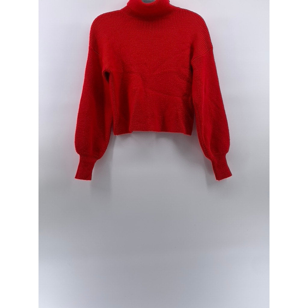URBAN OUTFITTERS Women's Red Knit Turtleneck Long Sleeve Cropped Sweater SZ XS