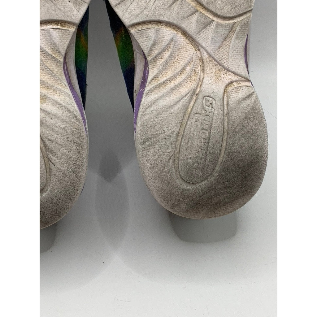 SKECHERS Little Girls' Blue-Multi Tie-Dye Coastline Running Shoes SZ 12