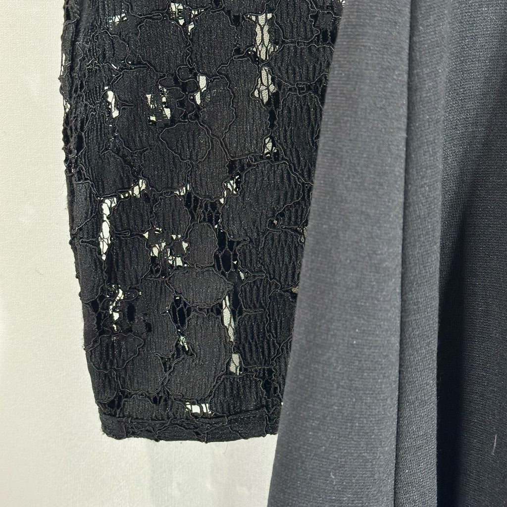 BODEN Women's Black Selena Long Lace Sleeve Fit & Flare Knee-Length Dress SZ 8L