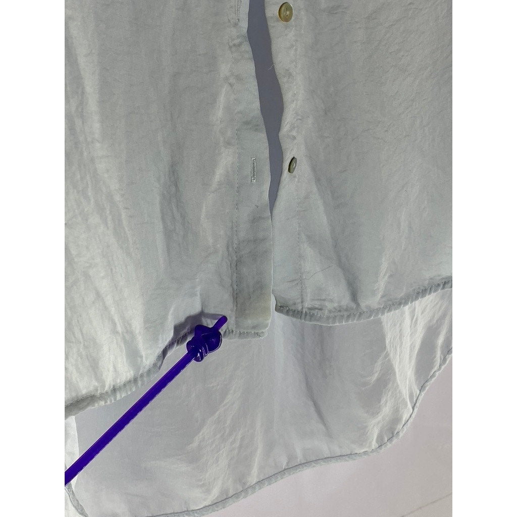 H&M Women's Light Blue Hi-Low Button-Up Long Sleeve Tunic Top SZ 2