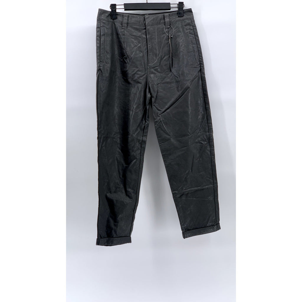 ASOS Women's Black Faux-Leather Slim-Leg Cuffed Hook & Bar Pant SZ 29