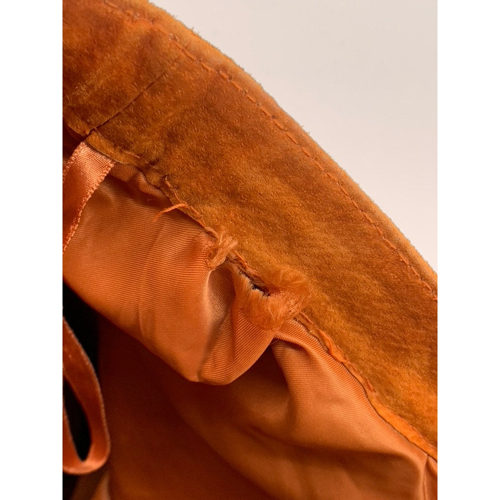 EVAN DAVIES Women’s Vintage Orange Leather High-Rise Straight Leg Pant SZ L