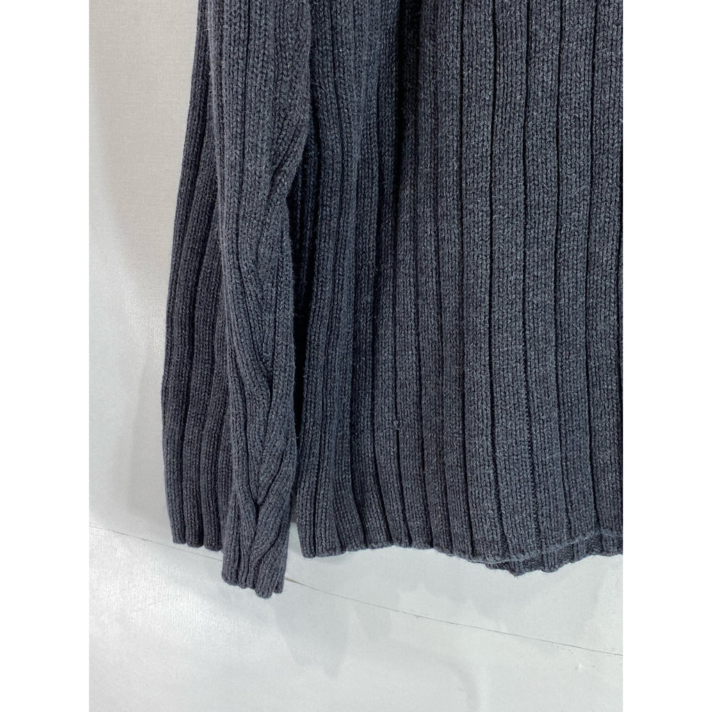 BROOKS Men's Gray Ribbed Mock-Collar Pullover Sweaters SZ L