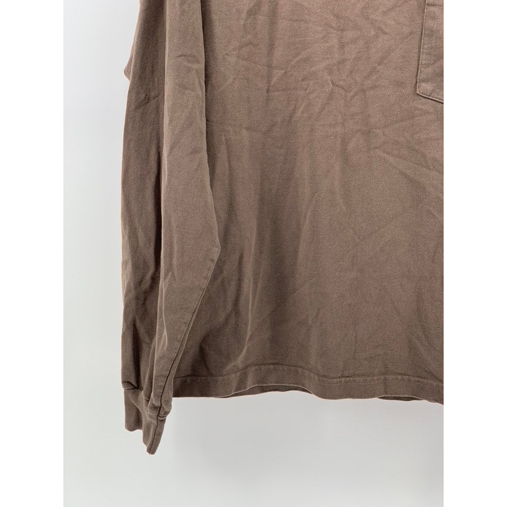 LOS ANGELES APPAREL Men's Brown Garment Dyed Long Sleeve T-Shirt SZ M