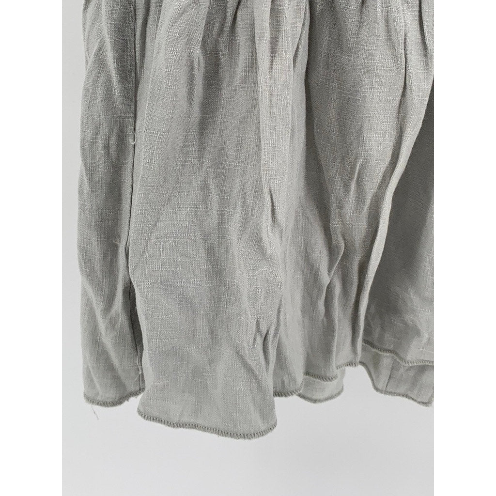 UNBRANDED Women's Gray V-Neck Button-Front Ruffle Hem Dress SZ M