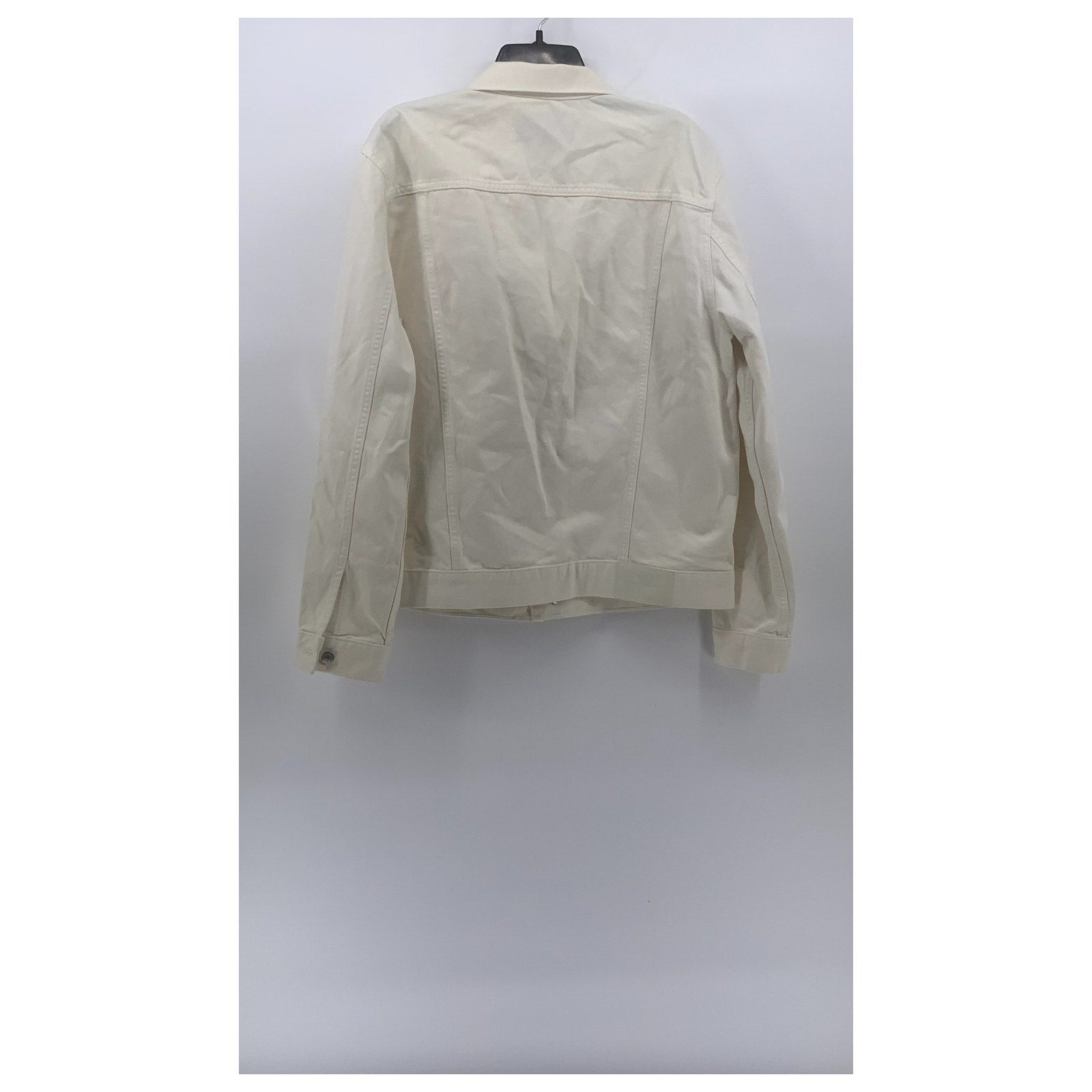 CALVIN KLEIN JEANS Men's White Denim  Button-Up Long Sleeve Trucker Jacket SZ L