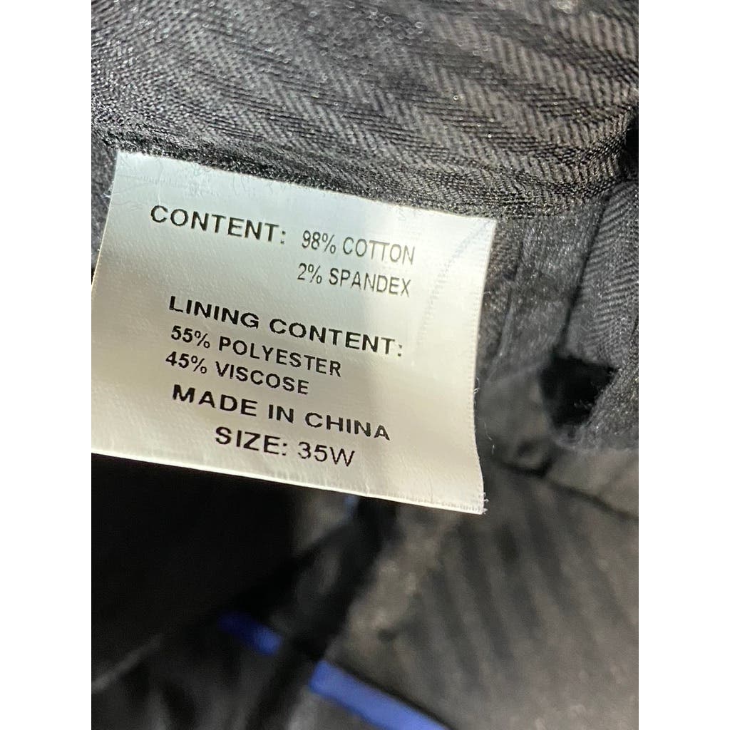 PAUL FREDRICK Men's Navy Cotton Stretch Classic-Fit Pleated Cuffed-Hem Pant SZ35