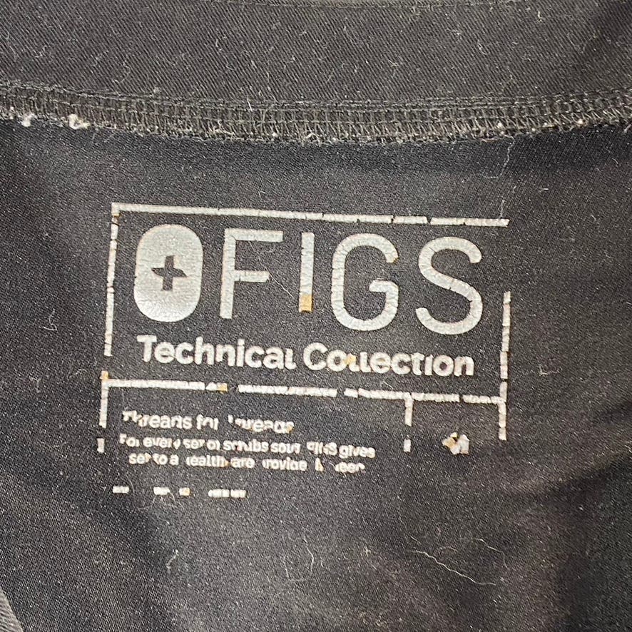 FIGS Technical Collection Women's Black Solid V-Neck Short Sleeve Scrub Top SZ M