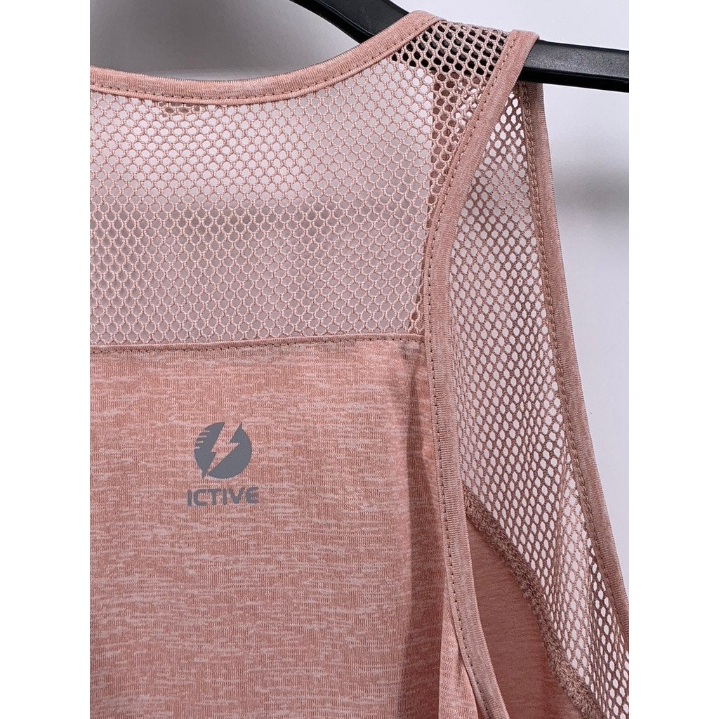 ICTIVE Women's Pink Heathered Mesh Active Tank Top SZ M