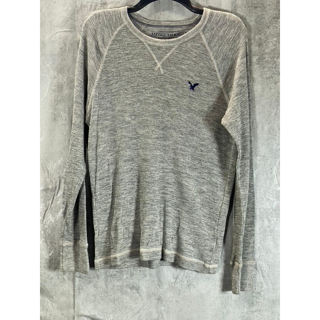 AMERICAN EAGLE Men's Heather Gray Crewneck Vintage Fit Waffle Knit T-Shirt SZ M