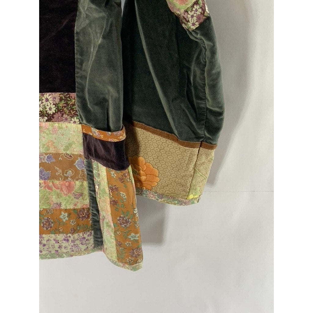 PENELOPE HYDE Women's Multi Velvet Quilted Floral Loop-Button Jacket SZ M