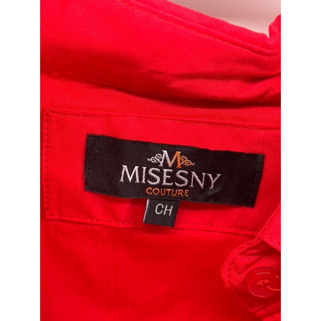 MISESNY COUTURE Women's Dark Pink Embellished Button-Up Long Sleeve Shirt SZ S