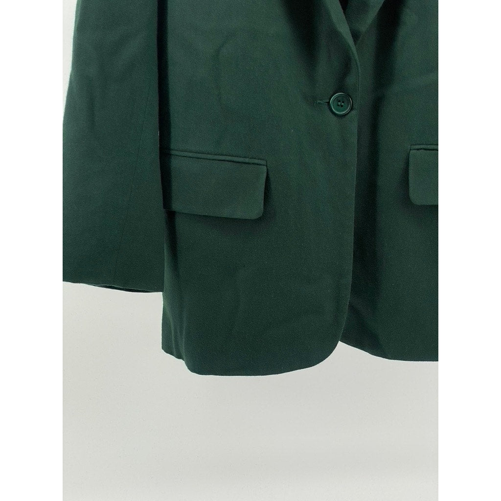 LONDON FOG Women's Petite Forest Green Single-Button Worsted Wool Blazer SZ 6P