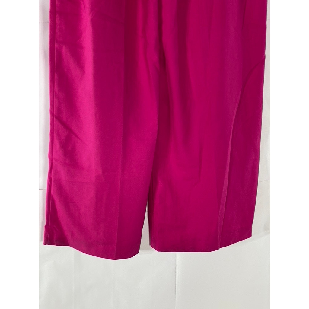 ZARA Women's Pink Wide Leg High-Rise Relaxed-Fit Trousers SZ M