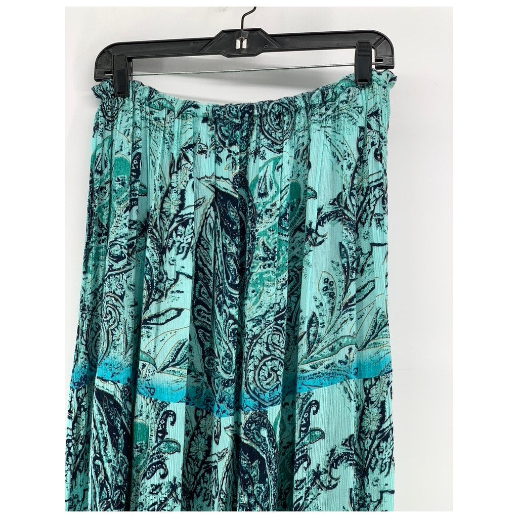 FORBIDDEN LOS ANGELES Women's Blue Ombre Printed Lace Maxi Skirt SZ XL