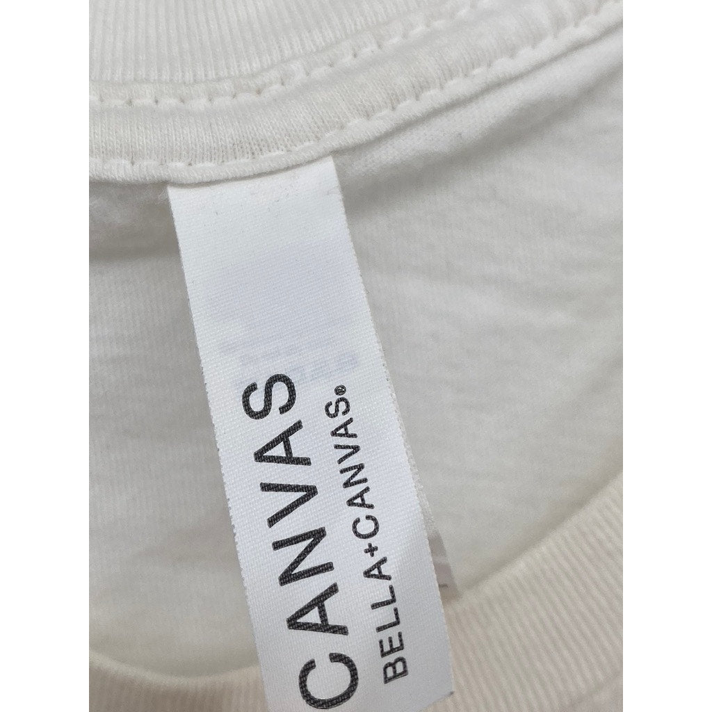 BELLA + CANVAS Women’s White Crewneck Breast Graphic Short Sleeve Top SZ M